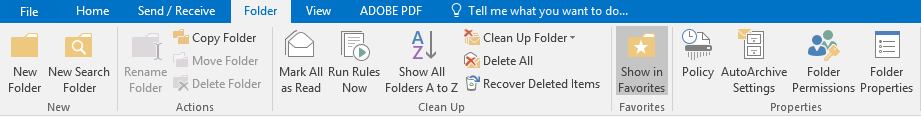 Folder tab in Outlook
